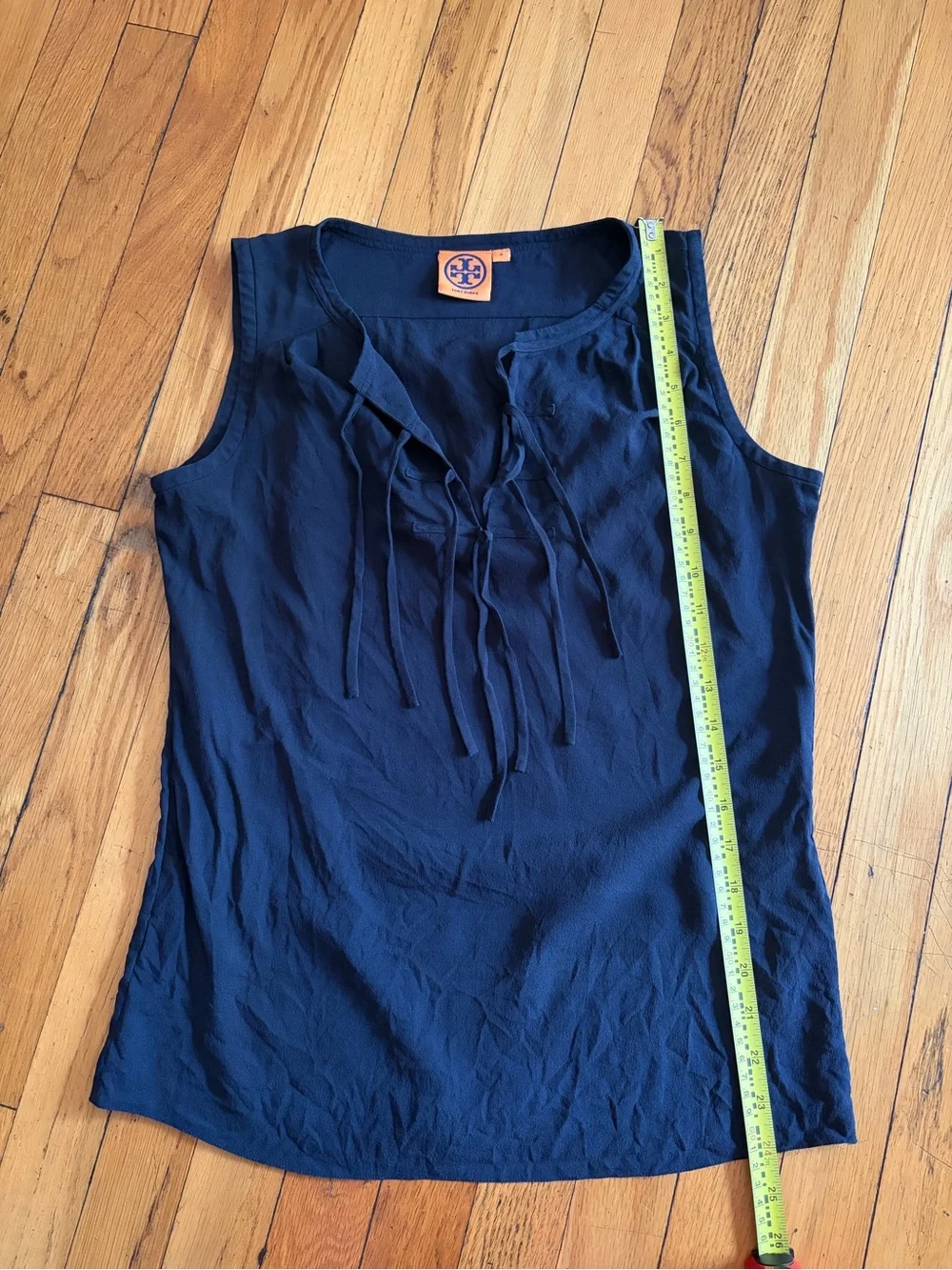 Tory Burch Navy Sleeveless Tie-Neck Blouse Size 4